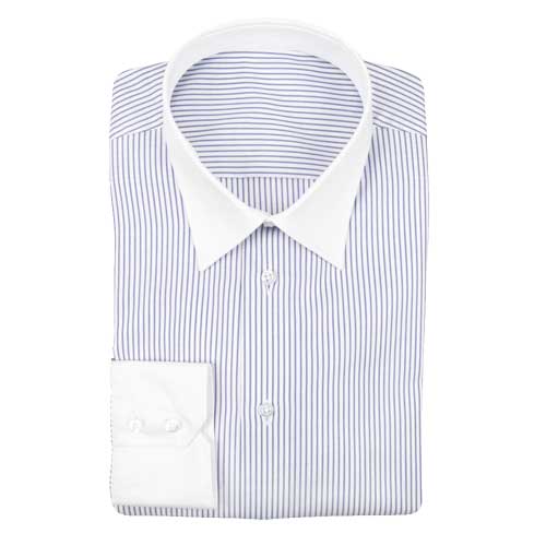 Chemise Blanche Rayure Bleu Bordure Blanche Repassage Facile