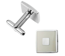 Boutons de manchette carré marron et contours gris 