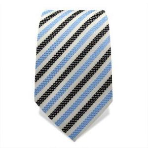 Cravate à rayures bleues, noires et blanches