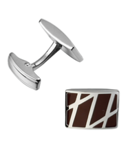 Boutons de manchette marron avec motifs blancs