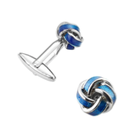Boutons de manchette noeud de passementerie bleu