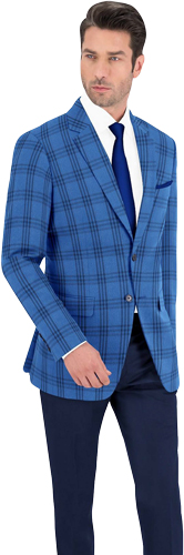 Veste Sport Laine Australienne Bleu Et Plaid Bleu Marine