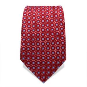 Cravate rouge à pois bleus