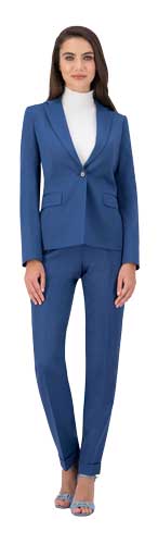 Tailleur femme classique laine bleue barbeau