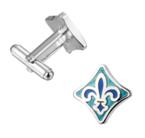 Boutons de manchette fleur de Lys bleue