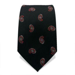 Cravate noire imprimée rouge