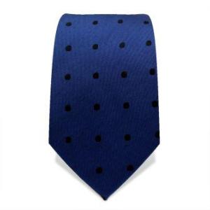 Cravate bleue marine à pois noir