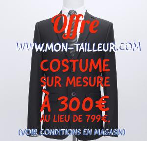 Costume sur mesure en ligne - OFFRE 300€