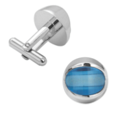 Boutons de manchette rond en pointe bleu