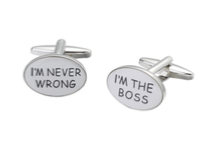 Boutons de manchette "I'm never wrong. I'm the boss"