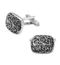 Boutons de manchette noir avec motifs gris