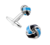 Boutons de manchette noeud de passementerie noir et bleu