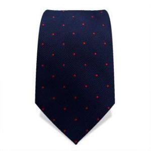 Cravate bleue marine à pois rouges 