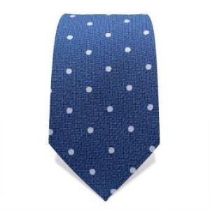 Cravate bleu à pois blancs