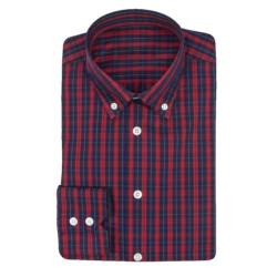 Chemise Carreau Madras Bleu Fonce Rouge Blanc Repassage Facile