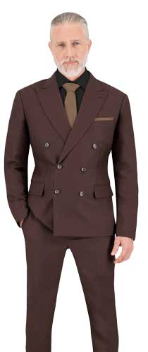 Costume Veste Classique Laine australienne superfine tissage croisé brune