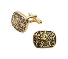 Boutons de manchette carré avec motifs dorés 