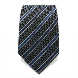 Cravate grise foncée à rayures bleues