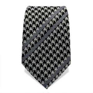 Cravate noire et blanche à rayée grise