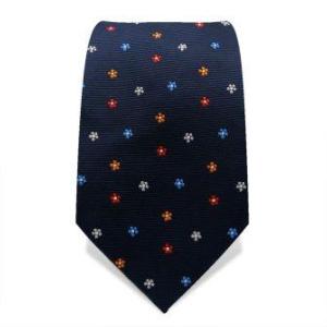 Cravate bleue marine à motif floral