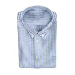 Chemise Blanche Carreau Gingham Bleu Marine Repassage Facile