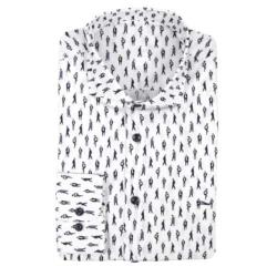 Chemise Blanche Motif Homme En Noir Repassage Facile
