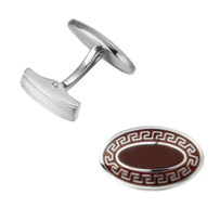 Boutons de manchette oval marron et gris