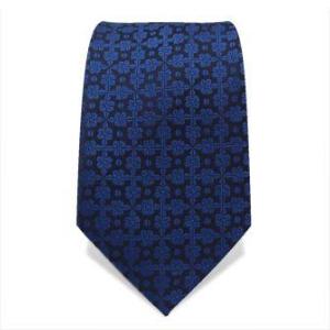 Cravate bleue nuit avec motif fleur