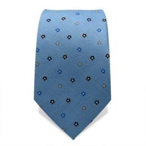 Cravate bleue à motif floral