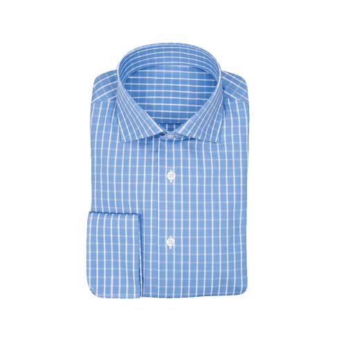 Chemise Bleu Carreau Fenêtre Blanc Repassage Facile