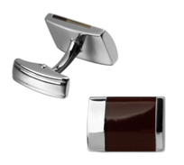 Boutons de manchette rectangle marron