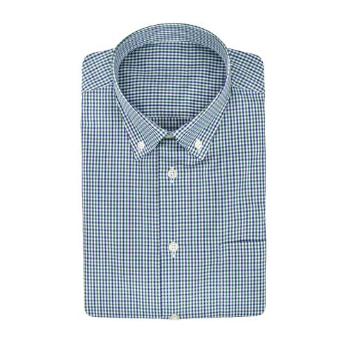 Chemise Carreau Gingham Bleu Vert Repassage Facile