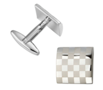 Boutons de manchette quadrillages gris et blanc