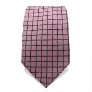 Cravate rose à carreaux gris