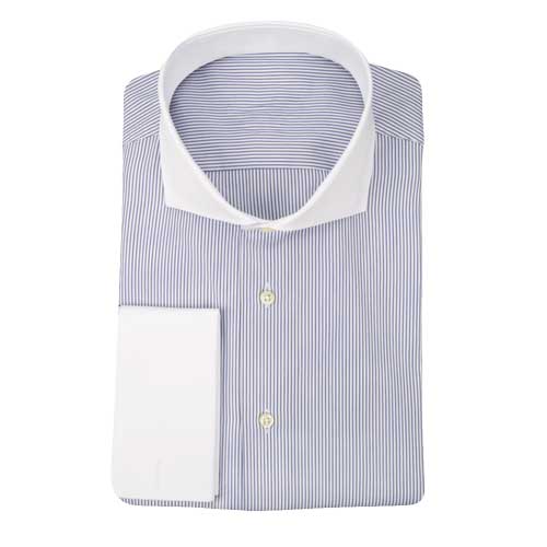 Chemise Bleu Rayure Blanche Bordure Blanche Repassage Facile