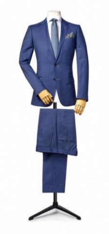 Costume sur mesure bleu clair avec poches horizontales