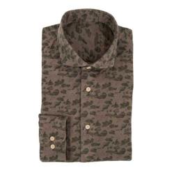 Chemise Brune Motif Militaire En Noir Repassage Facile