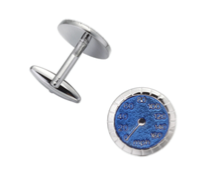Boutons de manchette rond avec intérieur bleu