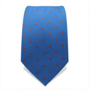 Cravate bleue à pois orange