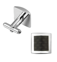 Boutons de manchette carré noir contour gris