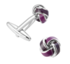 Boutons de manchette noeud de passementerie noir et violet