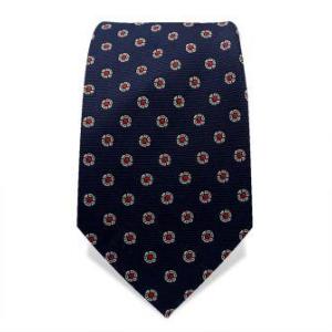 Cravate bleue nuit à motif floral