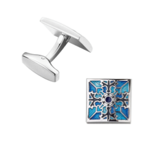 Boutons de manchette carré bleu