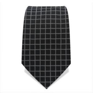 Cravate noire à carreaux gris